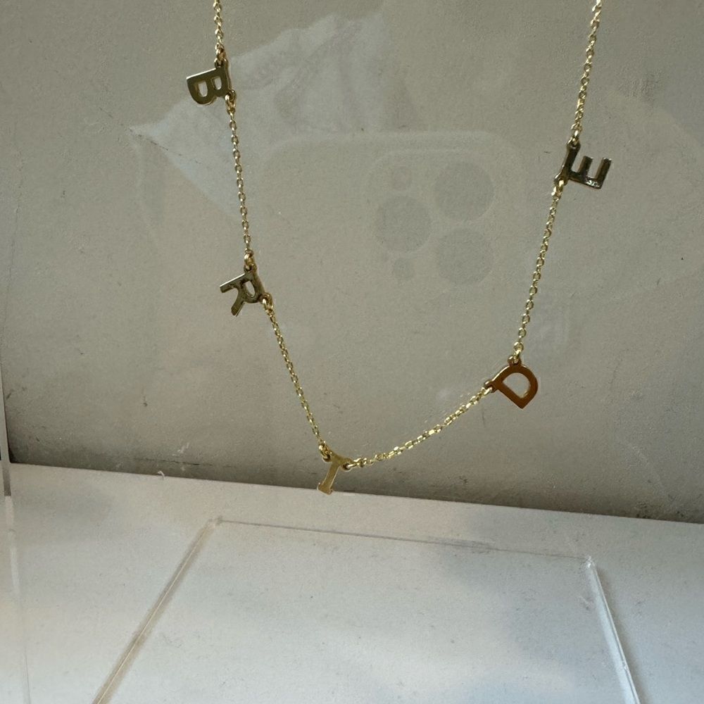 “Bride” Letter Necklace Gold Plated